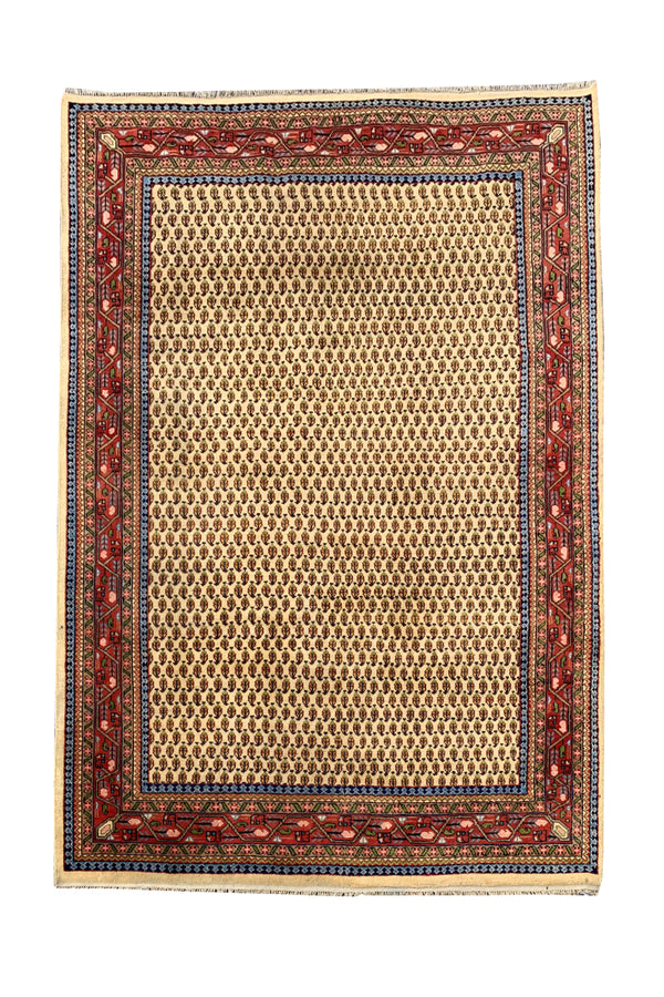 AUTHENTIC HAND KNOTTED BADAM GUL WOOL AREA RUG 7.6 X 5.11 FT (1251 GER)