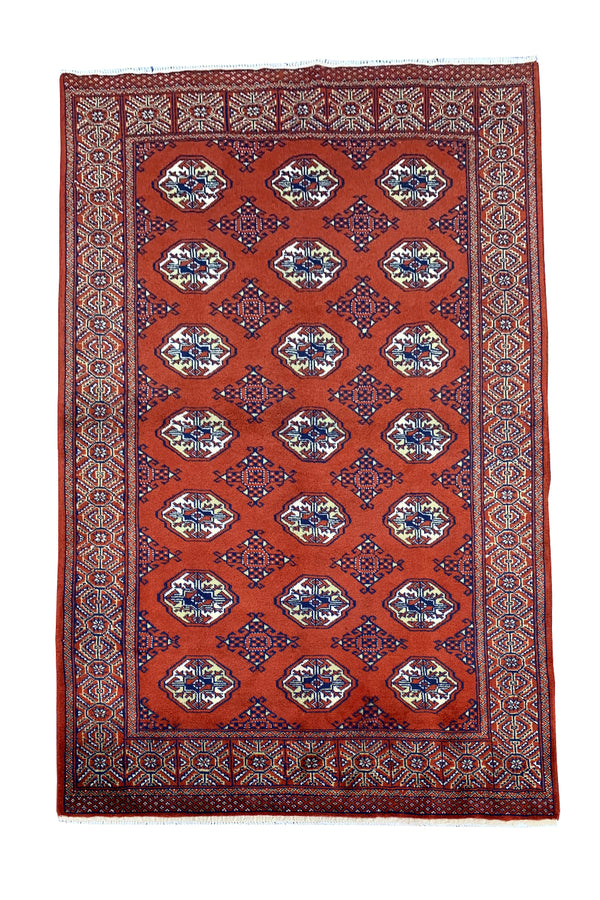 AUTHENTIC HAND KNOTTED VINTAGE BOKHARA JHALDAR WOOL AREA RUG 6.3 X 4.3 FT (483 GER)