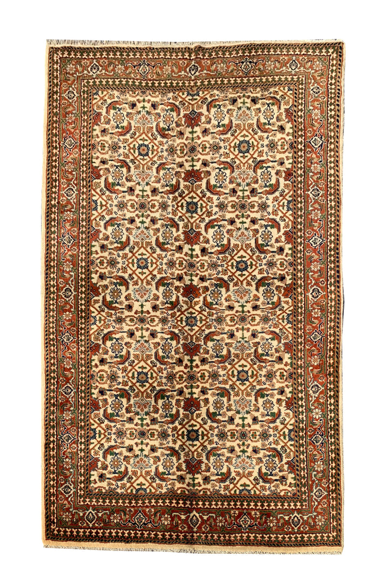 AUTHENTIC HAND KNOTTED VINTAGE INDO WOOL AREA RUG 5.11 X 4.1 FT (582 GER)