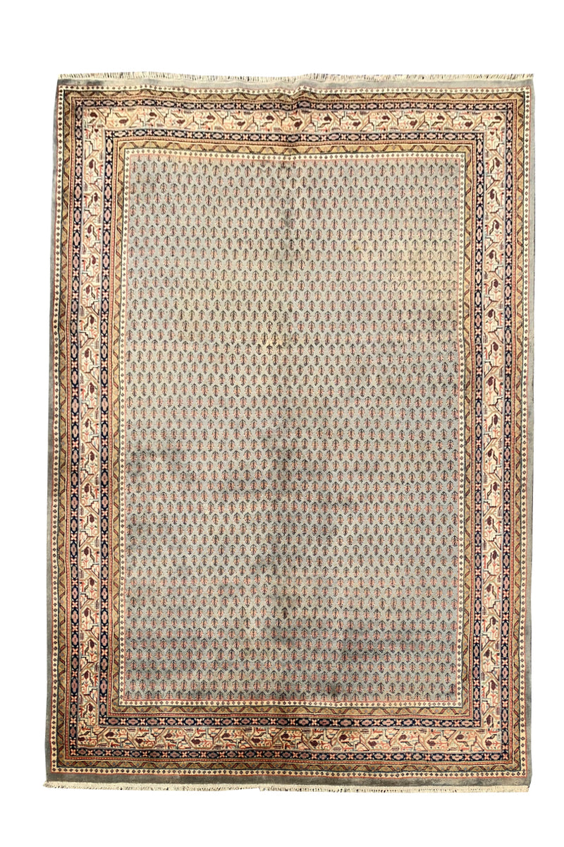 AUTHENTIC HAND KNOTTED VINTAGE BADAM GUL WOOL AREA RUG 7.10 X 5.7 FT (447 GER)