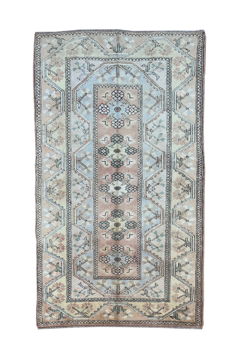 AUTHENTIC HAND KNOTTED VINTAGE TURKISH WOOL AREA RUG 6.7 X 4.3 FT (495 GER)