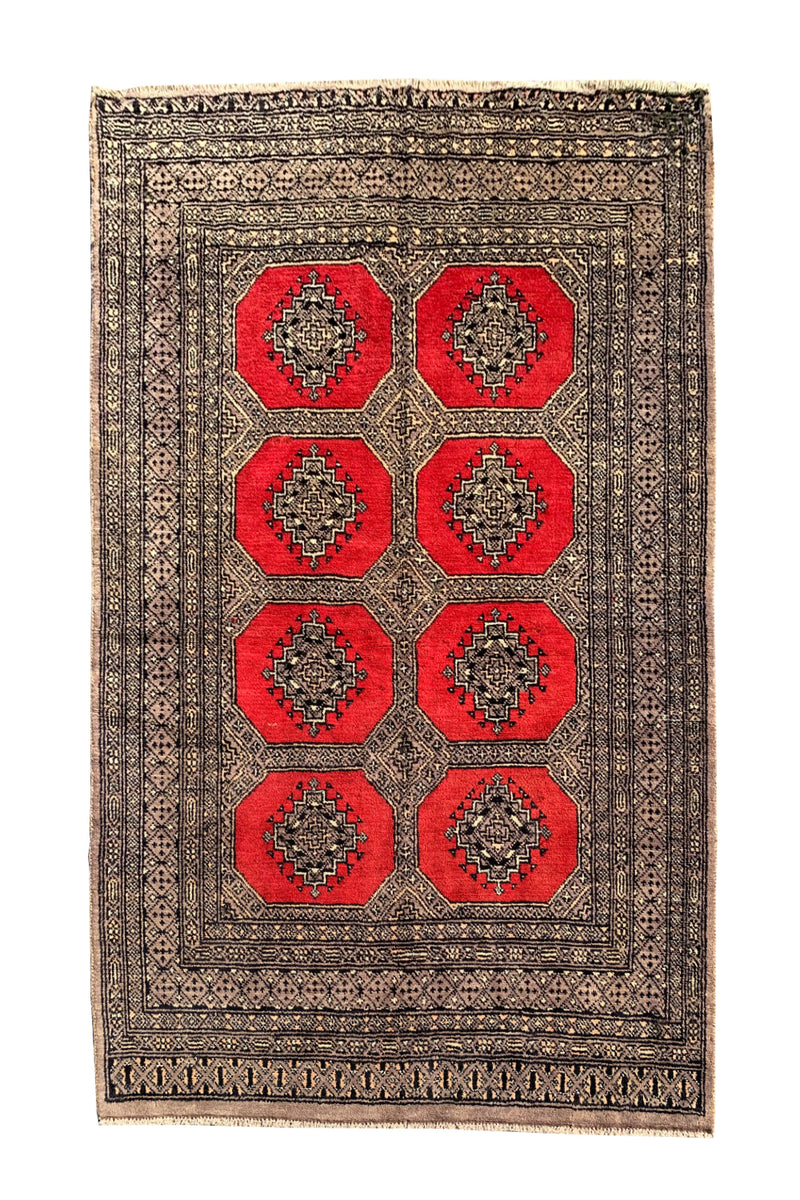 AUTHENTIC HAND KNOTTED VINTAGE PAKISTANI BOKHARA JHALDAR WOOL AREA RUG 6.0 X 4.2 FT (578 GER)