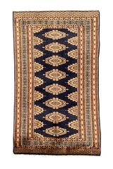 AUTHENTIC HAND KNOTTED VINTAGE PAKISTANI BOKHARA JHALDAR WOOL AREA RUG 5.4 X 3.1 FT (614 GER)