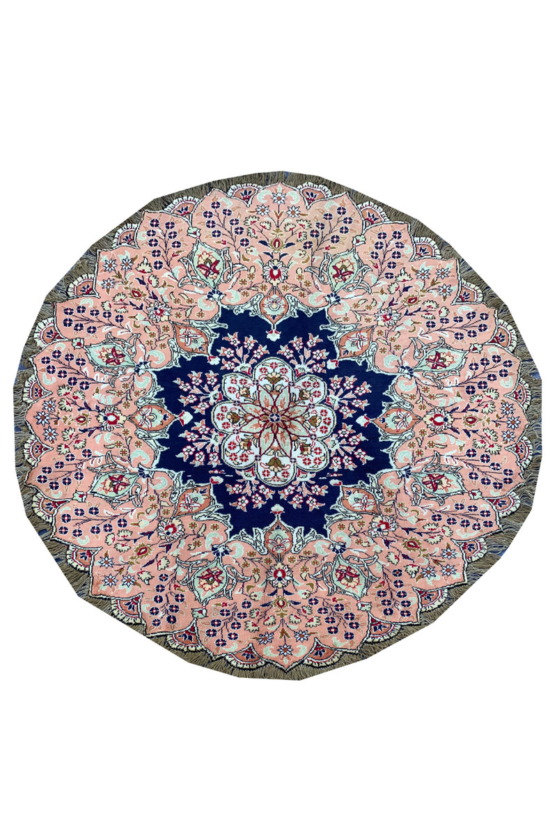 AUTHENTIC HAND KNOTTED VINTAGE TABREEZ ROUND WOOL AREA RUG 4.10 X 4.9 FT (699 GER)