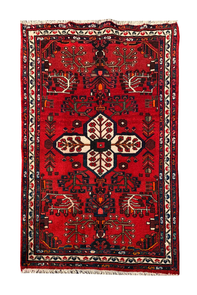 AUTHENTIC HAND KNOTTED VINTAGE HAMIDOUN WOOL AREA RUG 4.8 X 3.4 FT (583 GER)