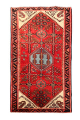 DISTRESSED HAND KNOTTED VINTAGE HAMIDOUN WOOL AREA RUG 5.11 X 3.8 FT (640 GER)