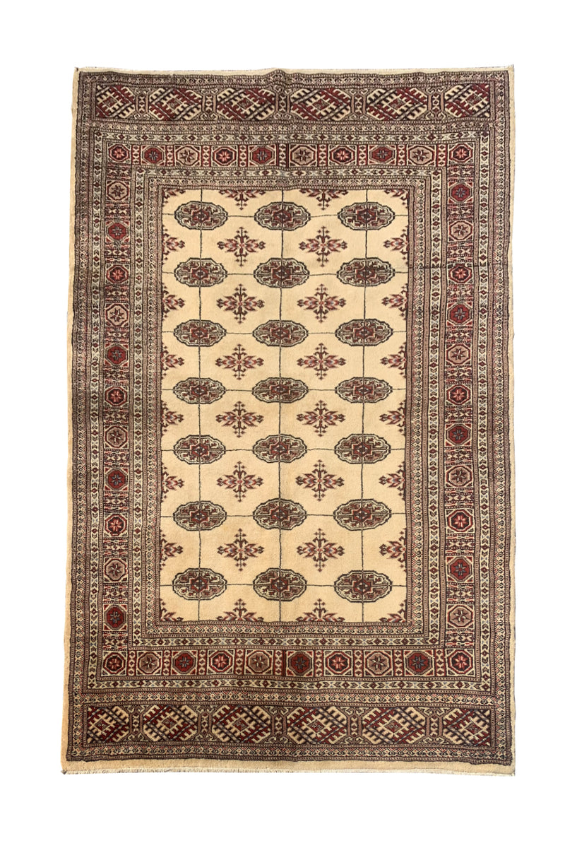 AUTHENTIC HAND KNOTTED VINTAGE PAKISTANI BOKHARA JHALDAR WOOL AREA RUG 5.9 X 4.3 FT (598 GER)