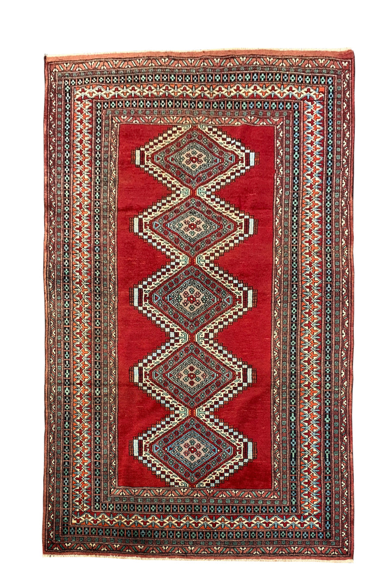 AUTHENTIC HAND KNOTTED VINTAGE PAKISTANI BOKHARA JHALDAR WOOL AREA RUG 6.1 X 4.3 FT (607 GER)