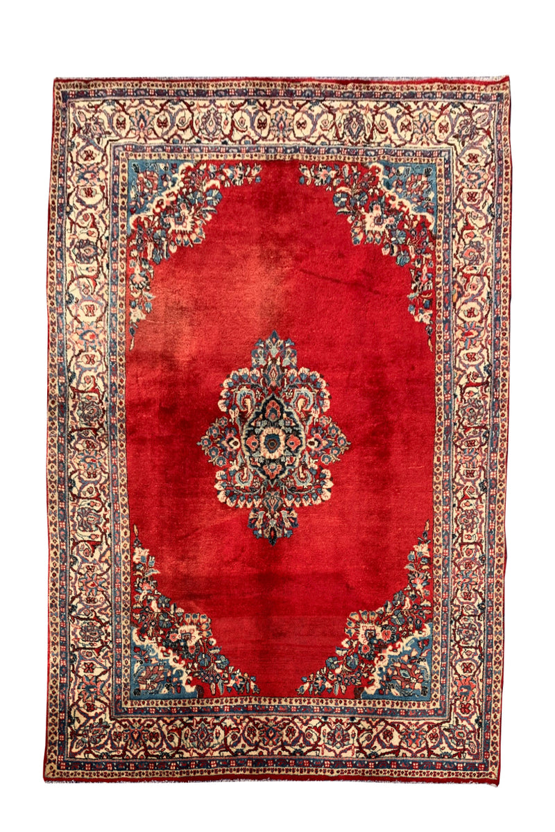 AUTHENTIC HAND KNOTTED VINTAGE QIRMOUN WOOL AREA RUG 8.11 X 6.6 FT (455 GER)