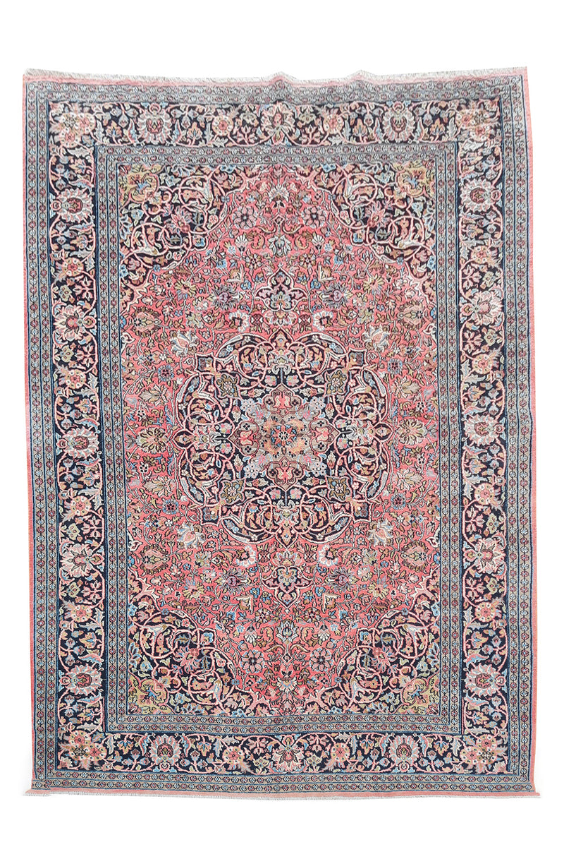 Authentic Hand Knotted Vintage Kashmiri Wool Area Rug 7.4 x 4.11 Ft (1811 Ger-4)