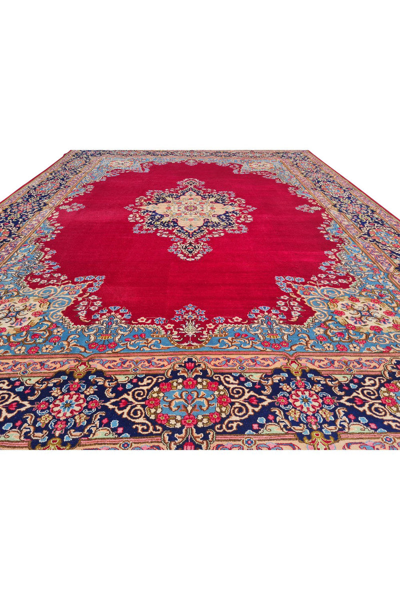 Authentic Hand Knotted Vintage Qirmoun Wool Area Rug 12.7 x 9.7 Ft (1541 Ger-4)