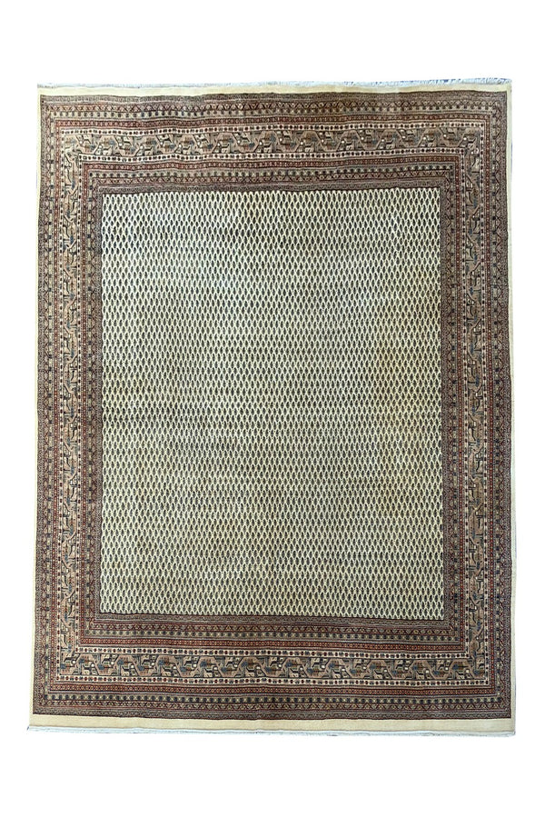 Authentic Hand Knotted Vintage Badam Gul Mir Wool Area Rug 11.4 x 9.10 Ft (54 GER-3)