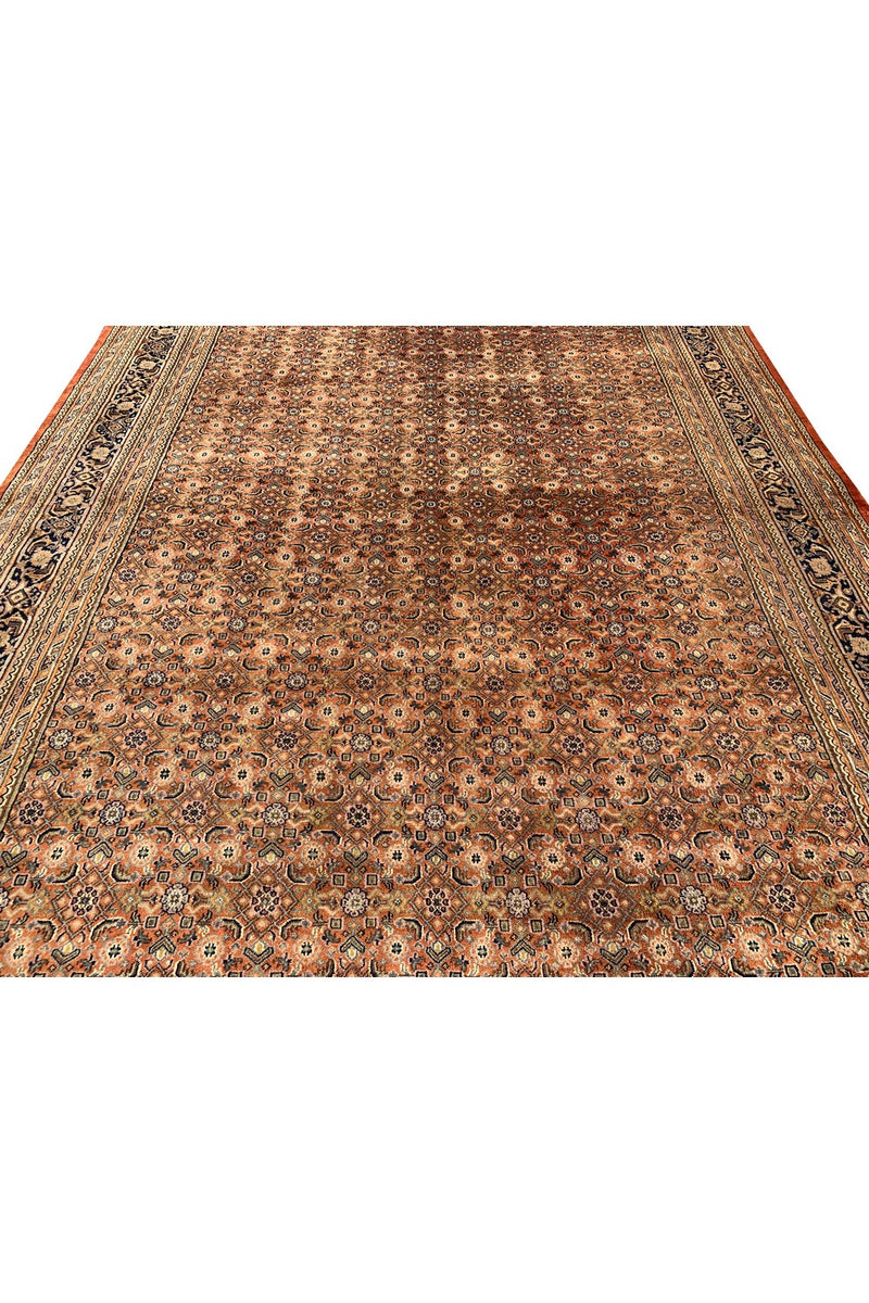 Authentic Hand Knotted Vintage Bijour Wool Area Rug 12.1 x 8.9 Ft (39 Ger-3)