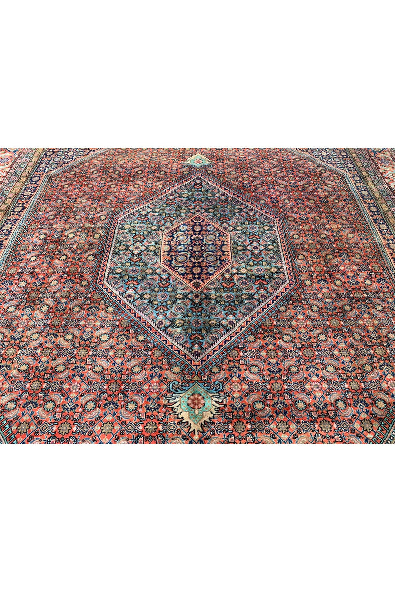 Authentic Hand Knotted Vintage Bijour Wool Area Rug 11.4 x 8.0 Ft (55 GER-3)