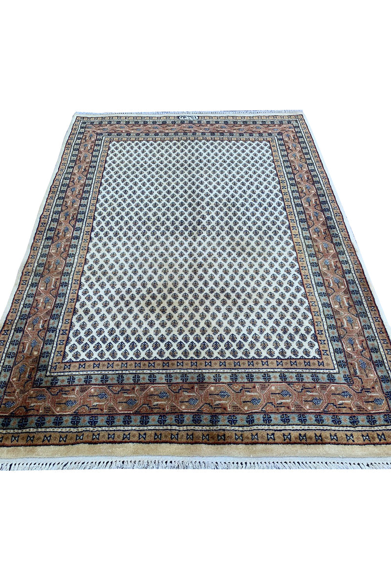 AUTHENTIC HAND KNOTTED VINTAGE BADAM GUL WOOL AREA RUG 5.8 X 3.11 FT (657 GER)