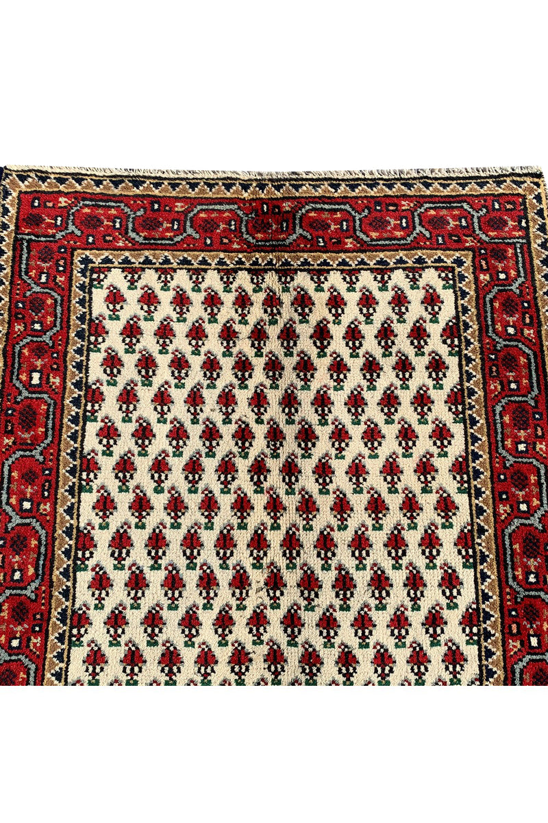 AUTHENTIC HAND KNOTTED VINTAGE BADAM GUL WOOL AREA RUG 5.1 X 2.11 FT (658 GER)