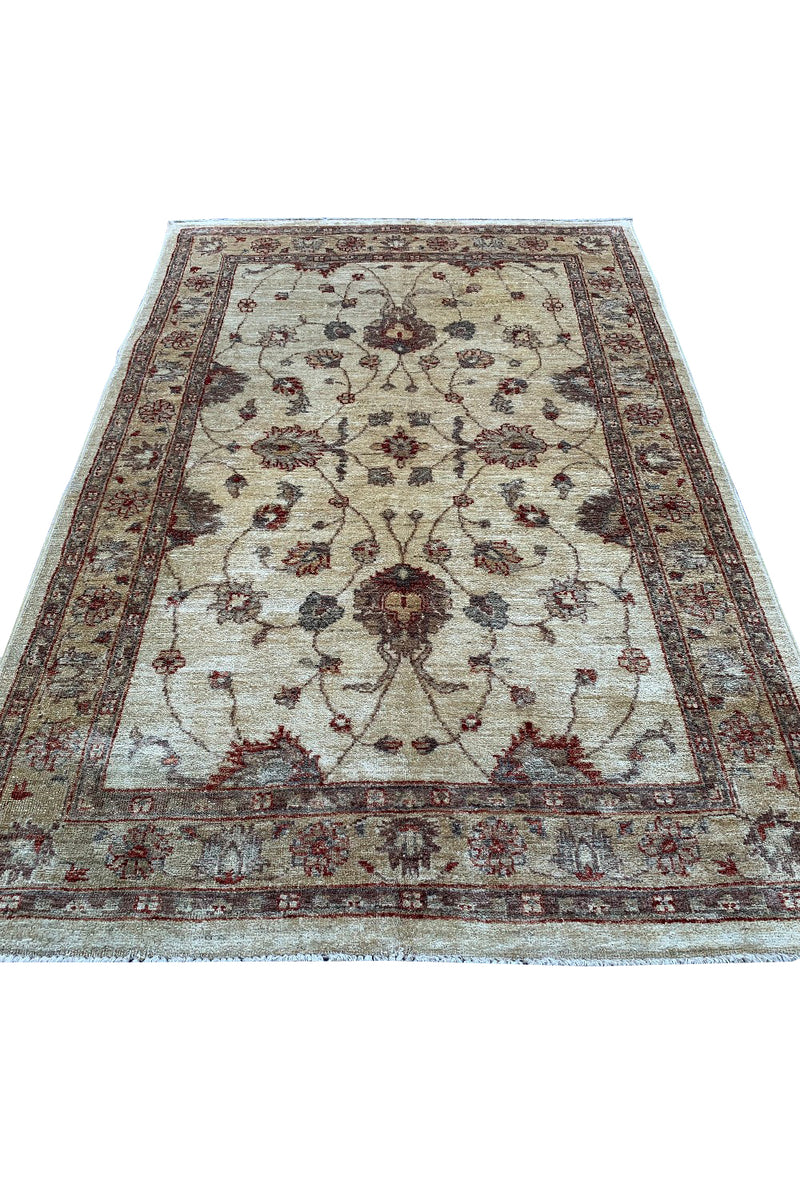 AUTHENTIC HAND KNOTTED VINTAGE AFGHAN CHOBI WOOL AREA RUG 6.2 X 4.1 FT (665 GER)