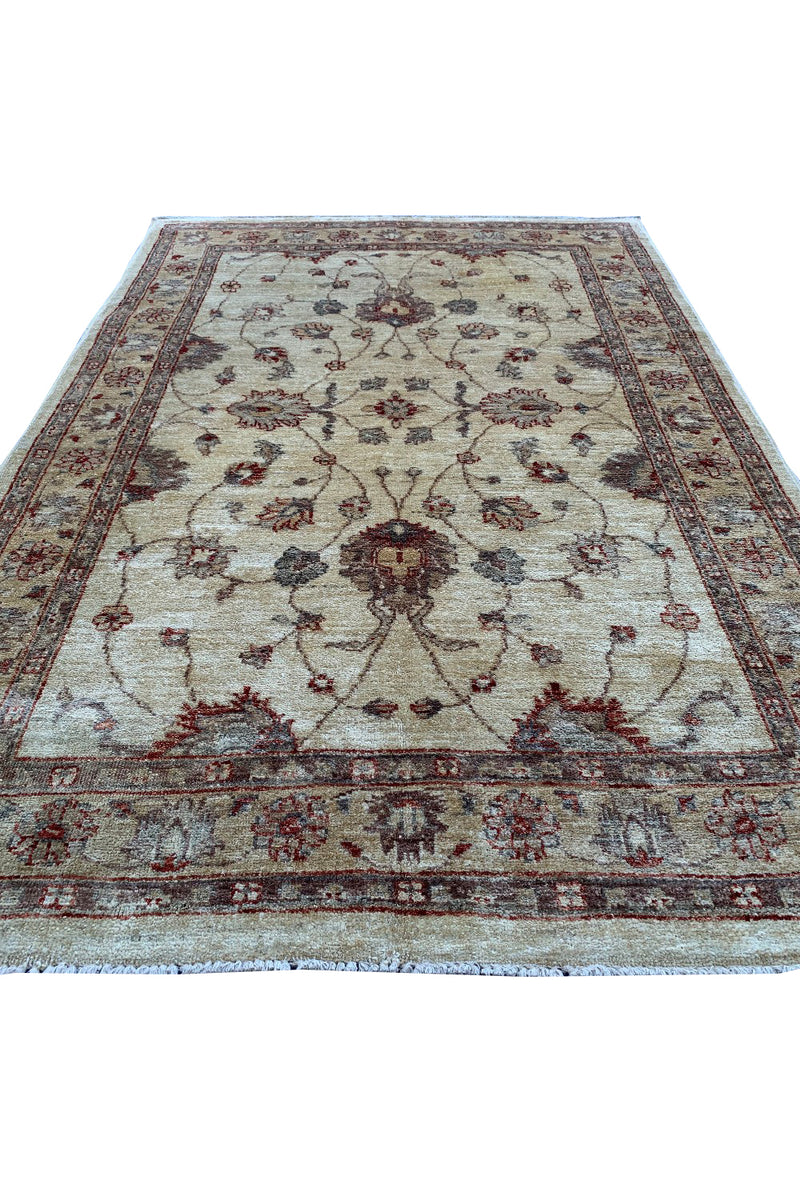 AUTHENTIC HAND KNOTTED VINTAGE AFGHAN CHOBI WOOL AREA RUG 6.2 X 4.1 FT (665 GER)