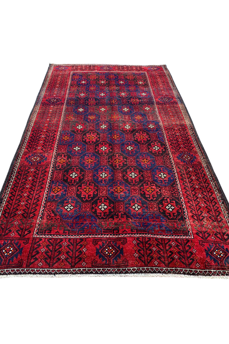 DISTRESSED HAND KNOTTED VINTAGE ZAIDAN BALOUCH WOOL AREA RUG 6.0 X 3.7 FT (470 GER)