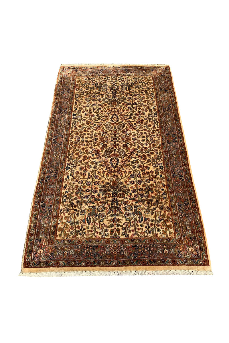 DISTRESSED HAND KNOTTED VINTAGE AFGHAN TURKMEN BASHEERI WOOL AREA RUG 5.3 X 3.1 FT (587 GER)