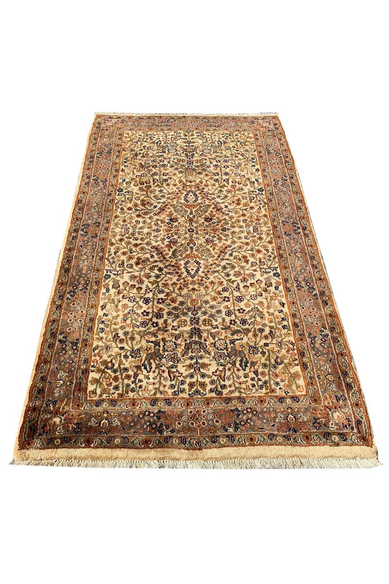 DISTRESSED HAND KNOTTED VINTAGE AFGHAN TURKMEN BASHEERI WOOL AREA RUG 5.3 X 3.1 FT (587 GER)