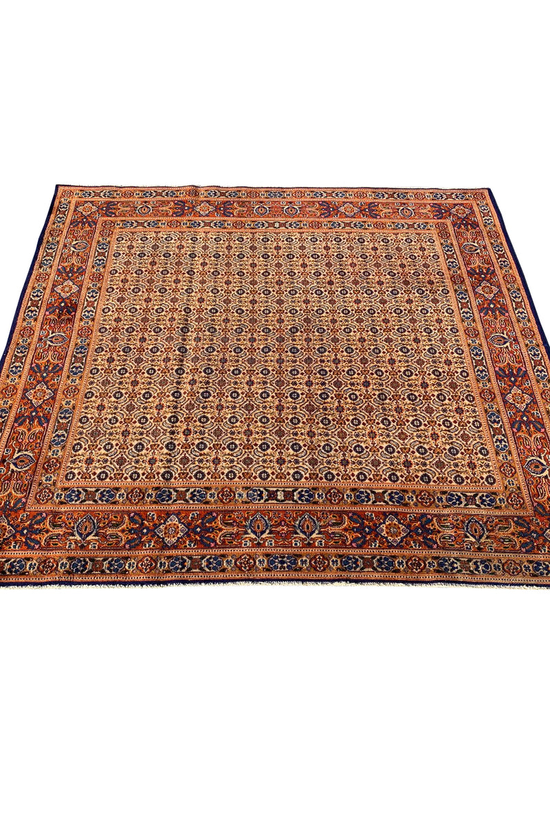 AUTHENTIC HAND KNOTTED VINTAGE YAMOUD WOOL AREA RUG 6.7 X 6.6 FT (552 GER)