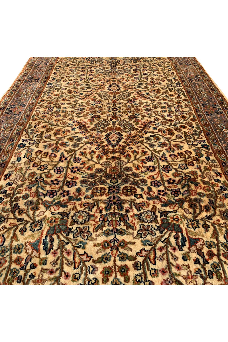 DISTRESSED HAND KNOTTED VINTAGE AFGHAN TURKMEN BASHEERI WOOL AREA RUG 5.3 X 3.1 FT (587 GER)