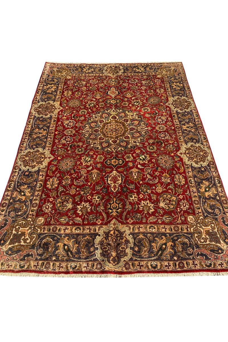 AUTHENTIC HAND KNOTTED VINTAGE QIRMOUN WOOL AREA RUG 6.4 X 4.6 FT (556 GER)