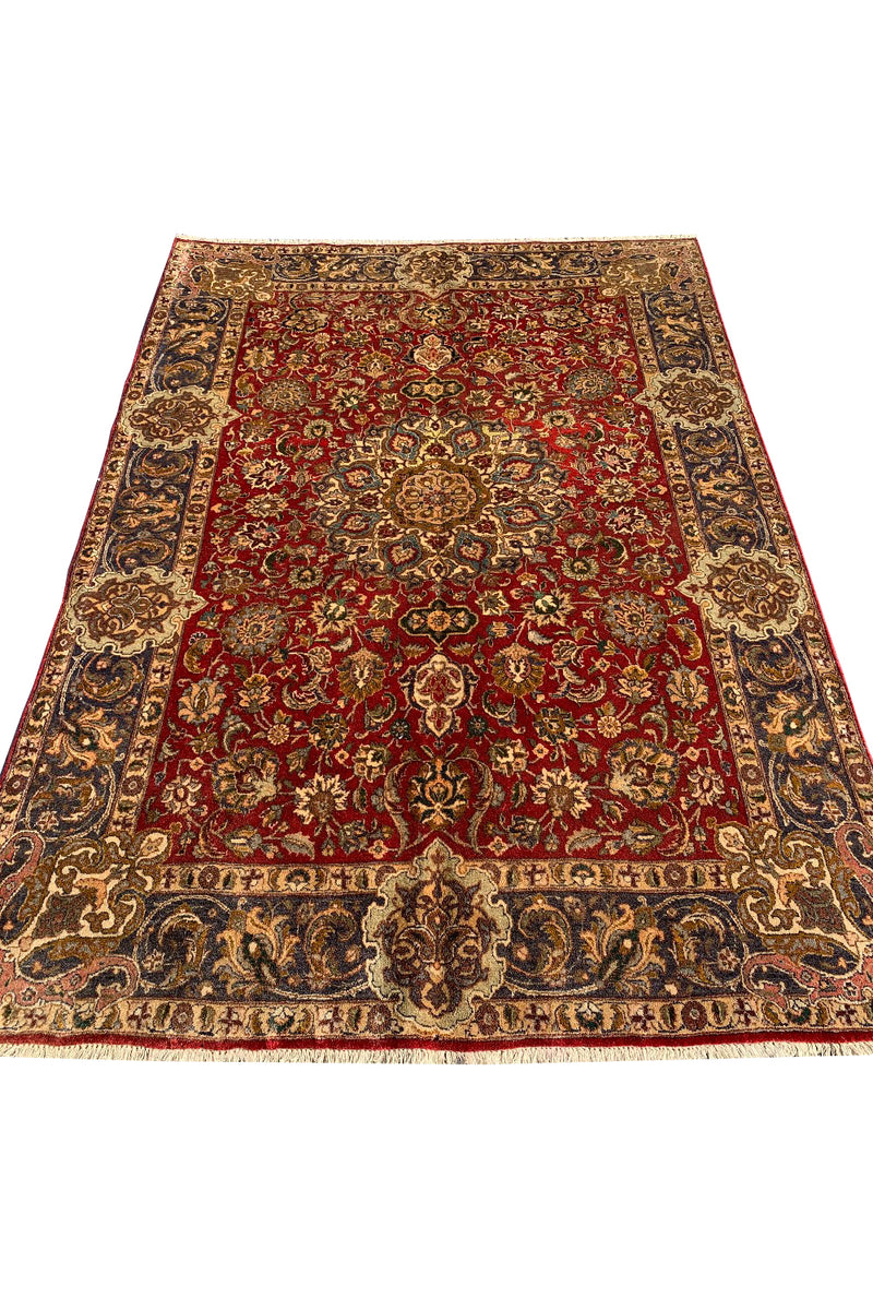 AUTHENTIC HAND KNOTTED VINTAGE QIRMOUN WOOL AREA RUG 6.4 X 4.6 FT (556 GER)