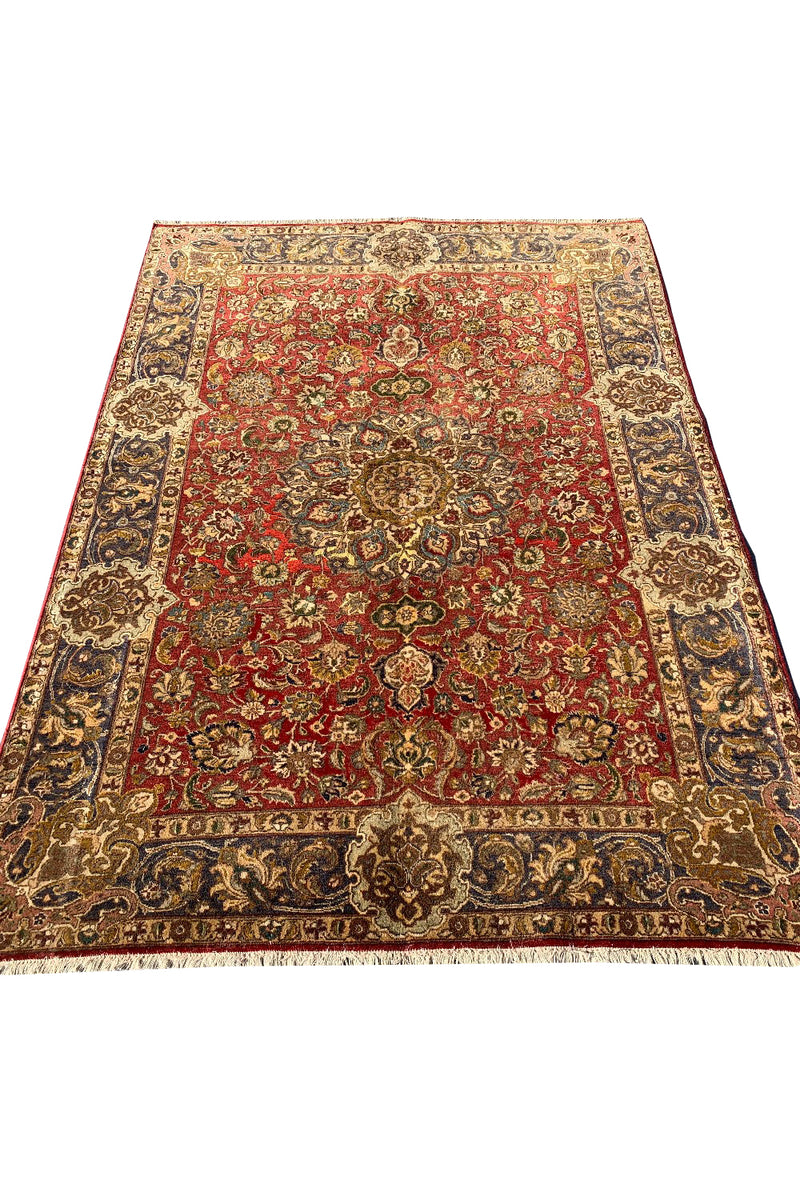 AUTHENTIC HAND KNOTTED VINTAGE QIRMOUN WOOL AREA RUG 6.4 X 4.6 FT (556 GER)