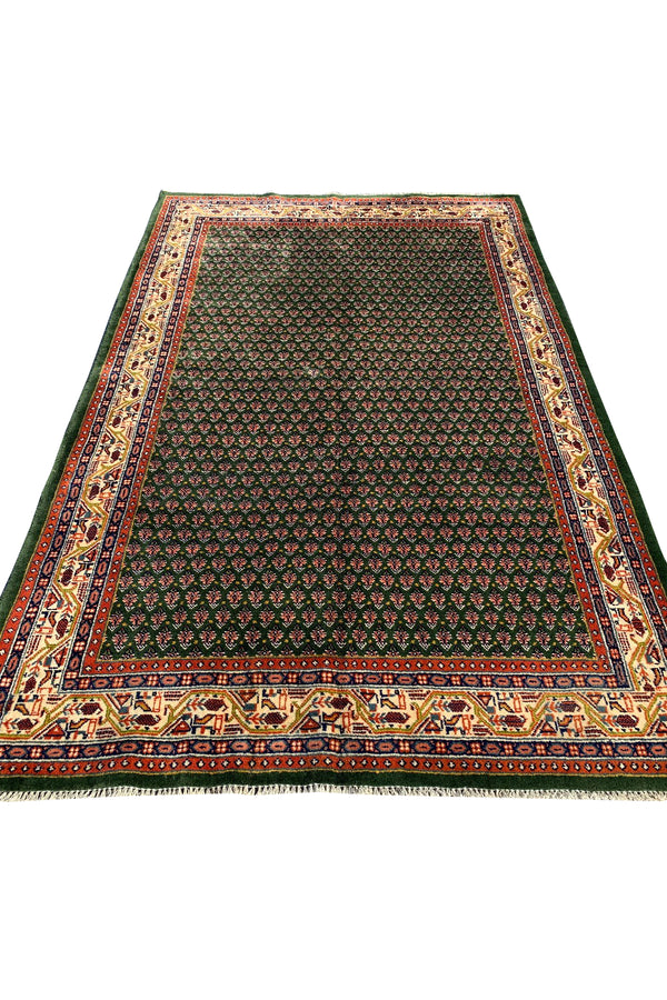 AUTHENTIC HAND KNOTTED VINTAGE BADAM GUL WOOL AREA RUG 6.6 X 4.2 FT (471 GER)