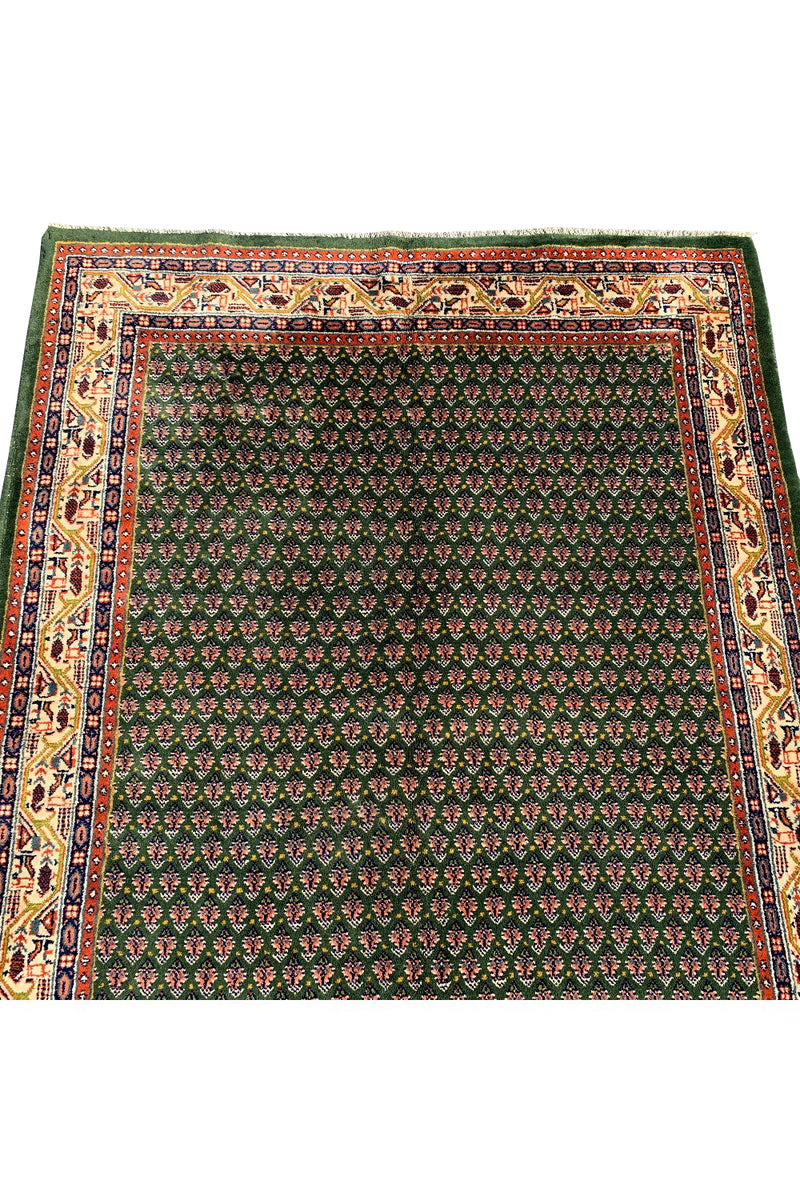 AUTHENTIC HAND KNOTTED VINTAGE BADAM GUL WOOL AREA RUG 6.6 X 4.2 FT (471 GER)