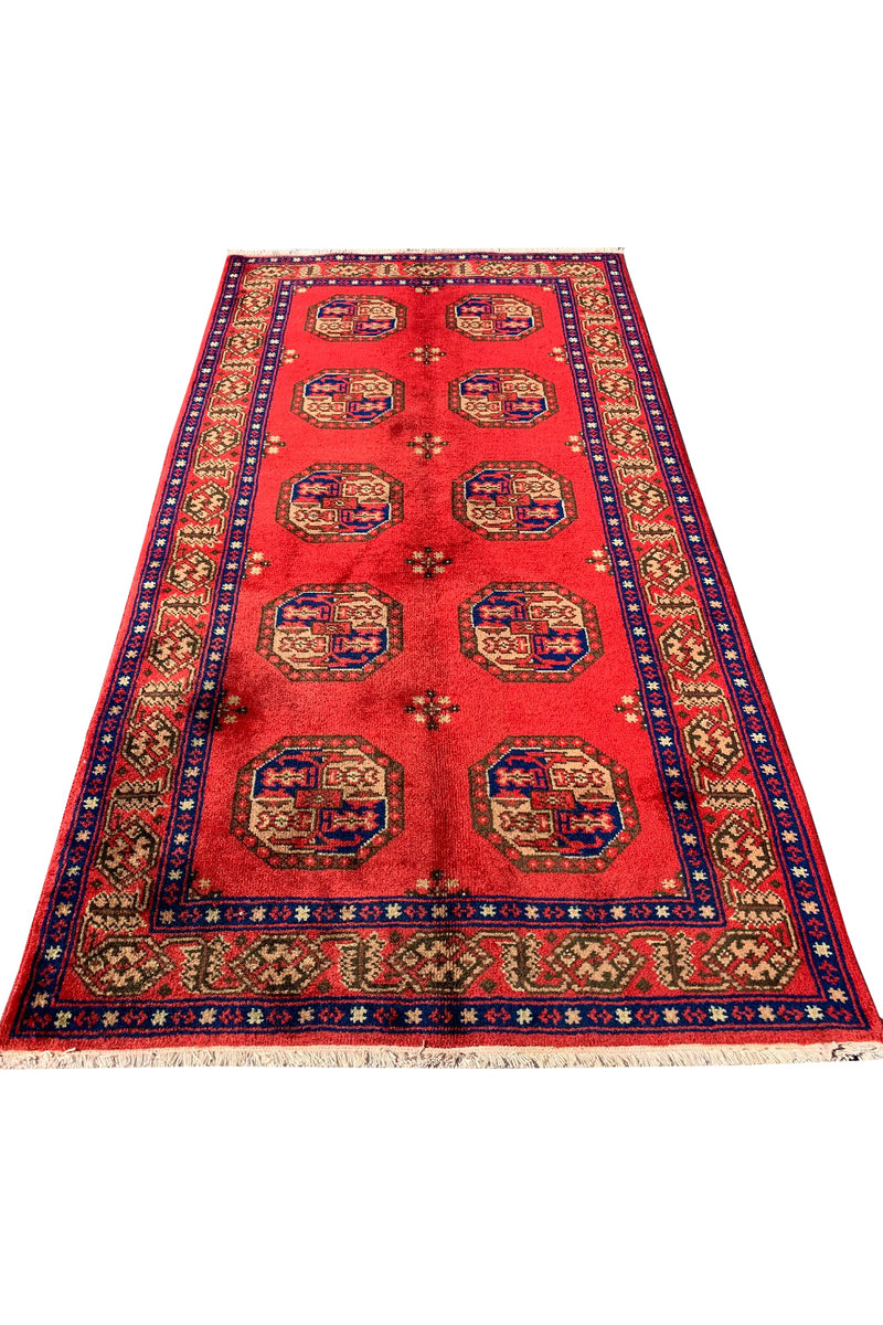 AUTHENTIC HAND KNOTTED VINTAGE TURKMEN FELPAH WOOL AREA RUG 5.9 X 2.11 FT (589 GER)