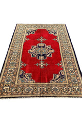 DISTRESSED HAND KNOTTED VINTAGE TURKISH WOOL AREA RUG 6.6 X 4.7 FT (475 GER)