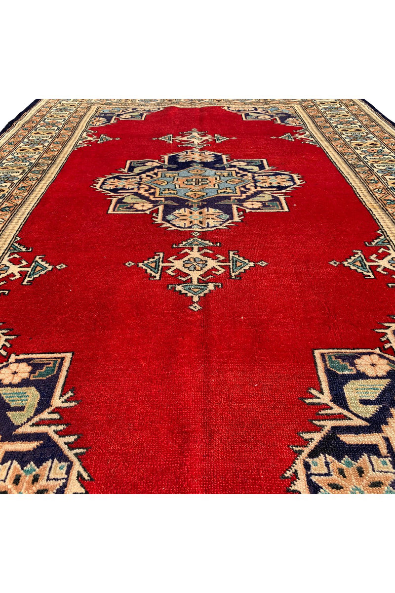 DISTRESSED HAND KNOTTED VINTAGE TURKISH WOOL AREA RUG 6.6 X 4.7 FT (475 GER)