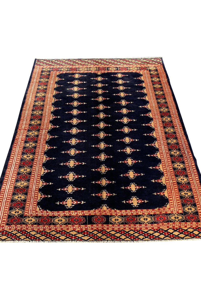 AUTHENTIC HAND KNOTTED VINTAGE PAKISTANI BOHARA JHALDAR WOOL AREA RUG 5.10 X 4.3 FT (593 GER)