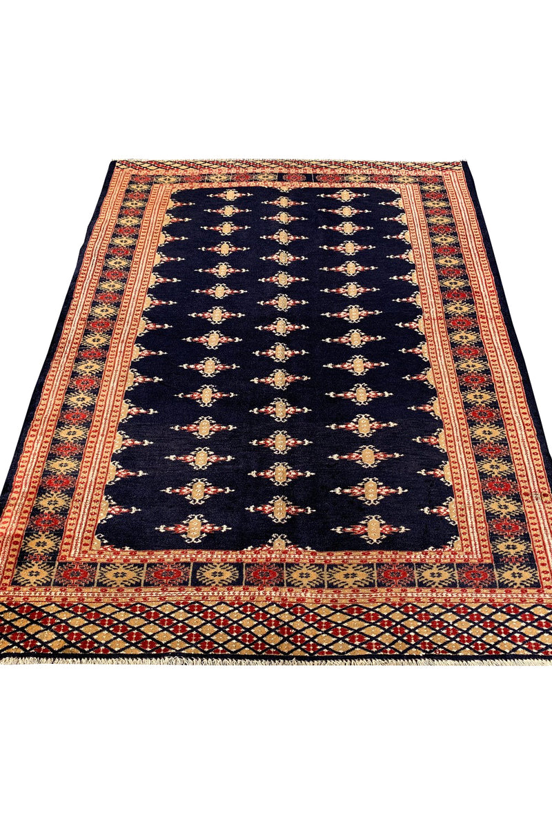 AUTHENTIC HAND KNOTTED VINTAGE PAKISTANI BOHARA JHALDAR WOOL AREA RUG 5.10 X 4.3 FT (593 GER)