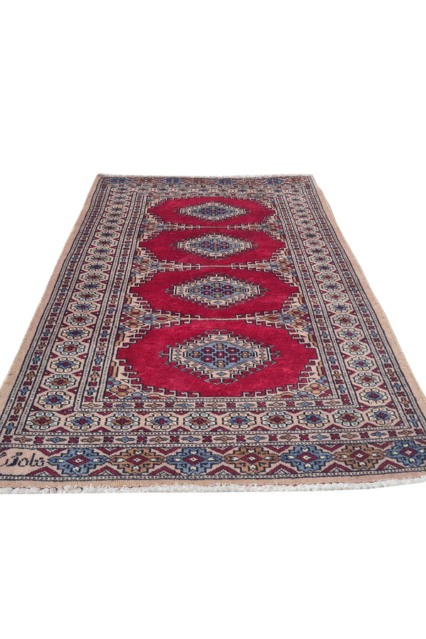 VINTAGE BOKHARA JHALDAR 3.11 X 2.7 Ft