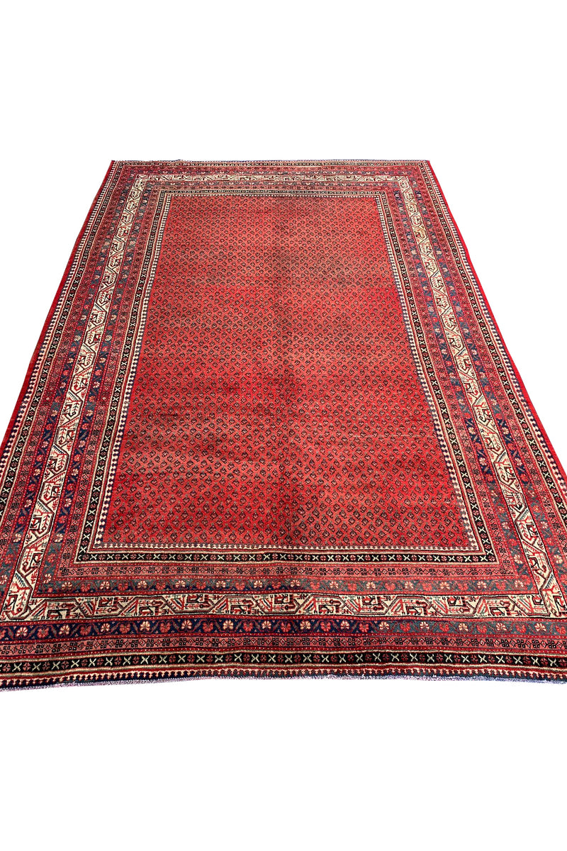 AUTHENTIC HAND KNOTTED BADAM GUL WOOL AREA RUG 13.0 X 8.7 FT (1298 GER)