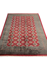 AUTHENTIC HAND KNOTTED VINTAGE PAKISTANI BOKHARA JHALDAR WOOL AREA RUG 10.8 X 8.2 FT (1301 GER)