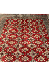 AUTHENTIC HAND KNOTTED VINTAGE PAKISTANI BOKHARA JHALDAR WOOL AREA RUG 10.8 X 8.2 FT (1301 GER)