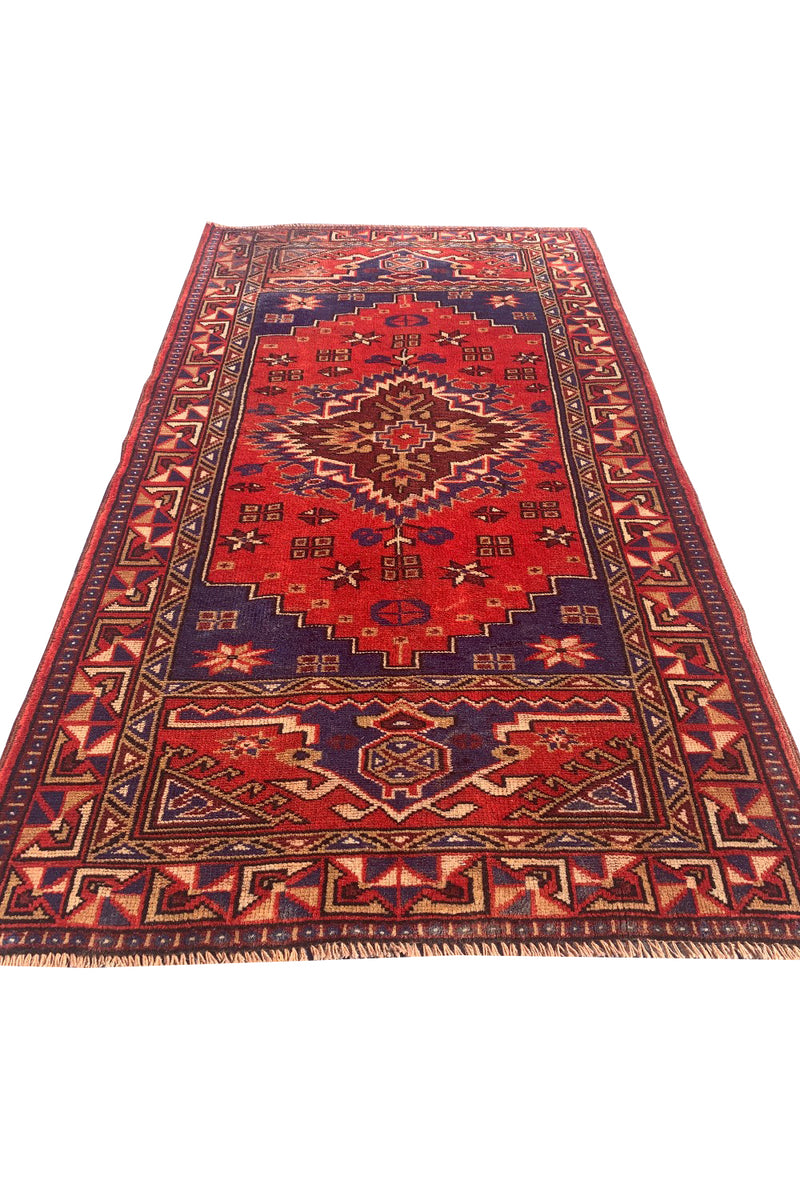 AUTHENTIC HAND KNOTTED VINTAGE TURKISH WOOL AREA RUG 5.9 X 3.2 FT (599 GER)