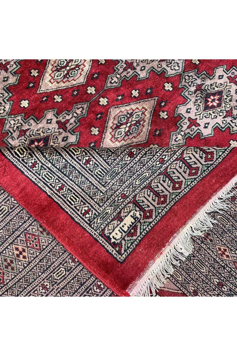 AUTHENTIC HAND KNOTTED VINTAGE PAKISTANI BOKHARA JHALDAR WOOL AREA RUG 10.8 X 8.2 FT (1301 GER)