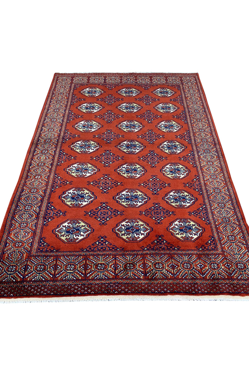 AUTHENTIC HAND KNOTTED VINTAGE BOKHARA JHALDAR WOOL AREA RUG 6.3 X 4.3 FT (483 GER)