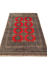 AUTHENTIC HAND KNOTTED VINTAGE PAKISTANI BOKHARA JHALDAR WOOL AREA RUG 6.0 X 4.2 FT (578 GER)