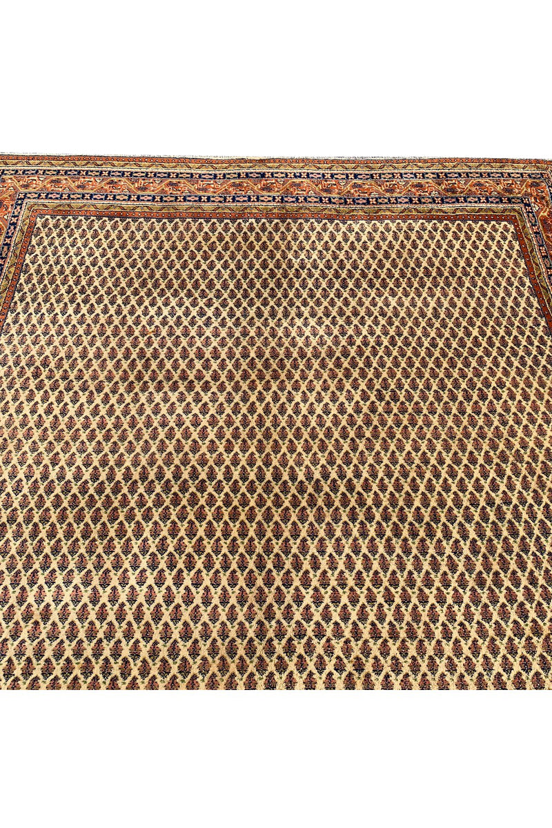 AUTHENTIC HAND KNOTTED VINTAGE BADAM GUL WOOL AREA RUG 9.8 X 6.5 FT (459 GER)