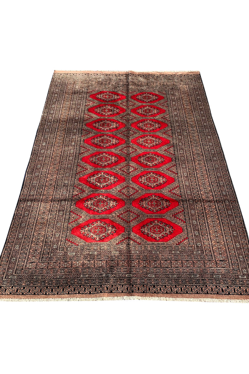 AUTHENTIC HAND KNOTTED VINTAGE PAKISTANI BOKHARA JHALDAR WOOL AREA RUG 6.1 X 4.0 FT (581 GER)