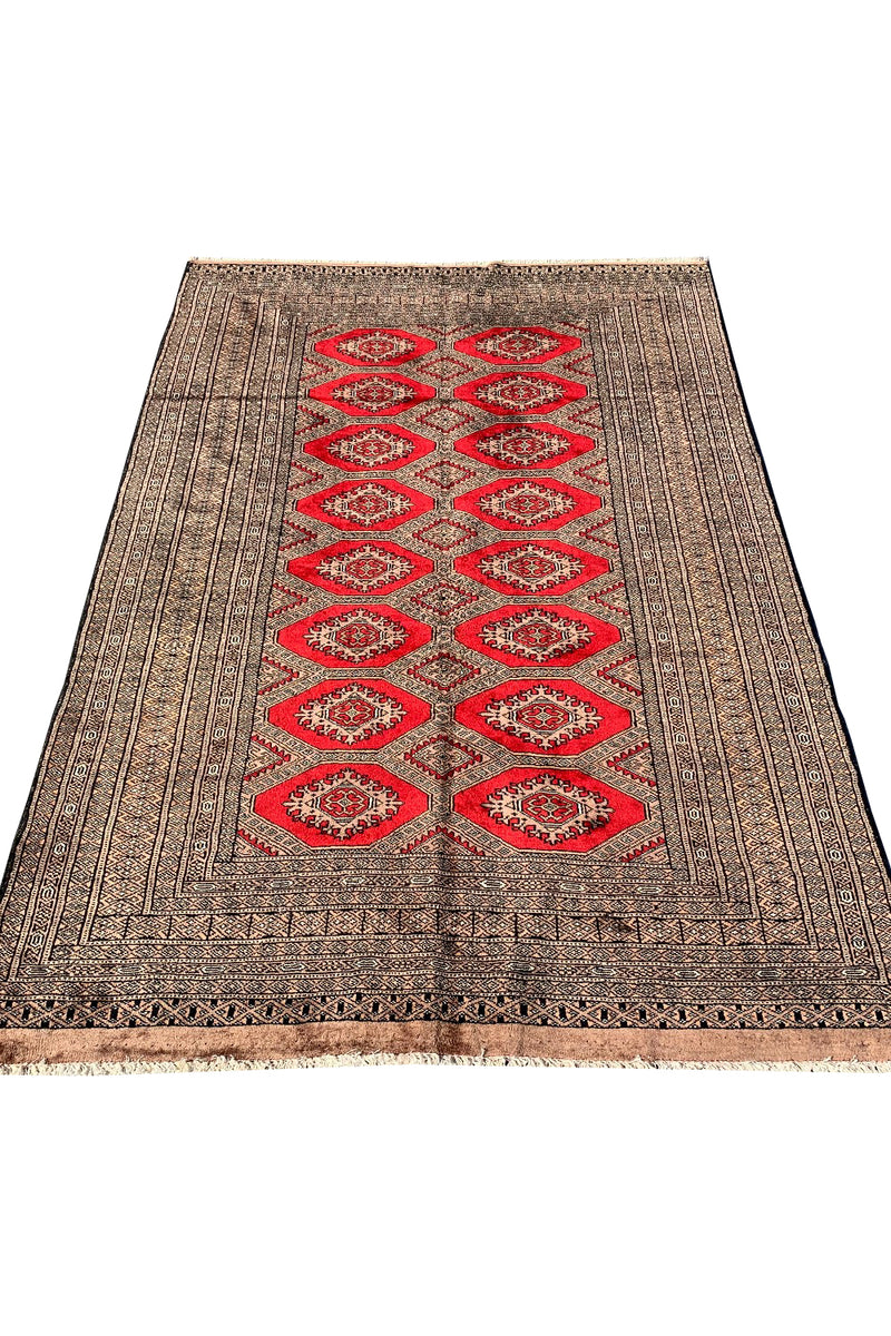 AUTHENTIC HAND KNOTTED VINTAGE PAKISTANI BOKHARA JHALDAR WOOL AREA RUG 6.1 X 4.0 FT (581 GER)