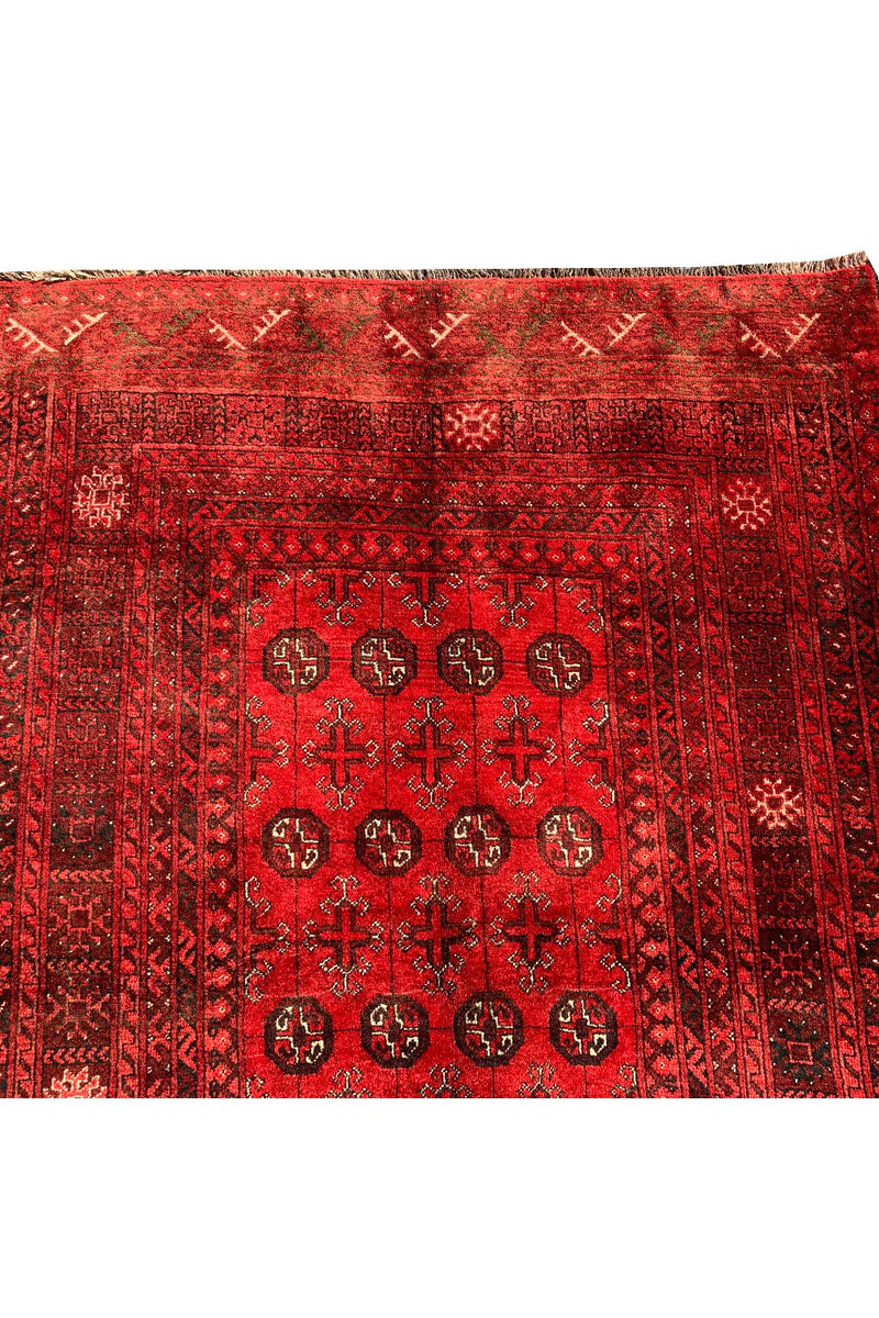 AUTHENTIC HAND KNOTTED VINTAGE AFGHAN TURKMEN WOOL AREA RUG 5.10 X 4.1 FT (575 GER)