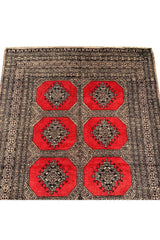 AUTHENTIC HAND KNOTTED VINTAGE PAKISTANI BOKHARA JHALDAR WOOL AREA RUG 6.0 X 4.2 FT (578 GER)